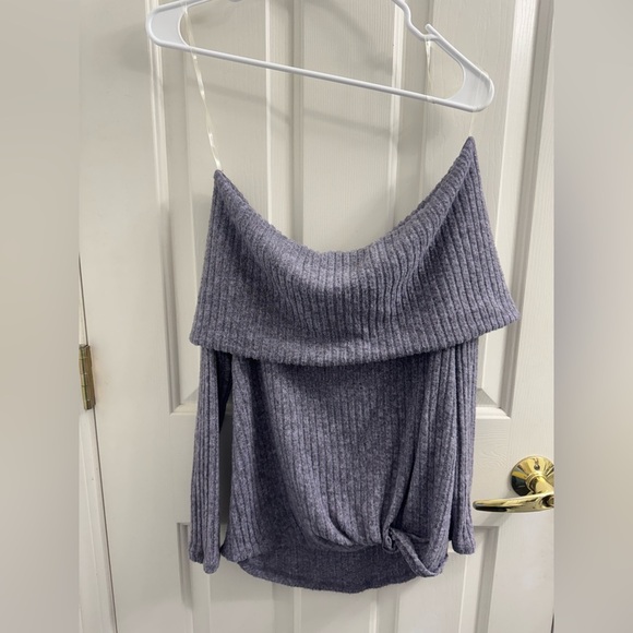 Women's Off-Shoulder purple Sweater - Picture 1 of 7